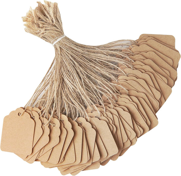 Price Tags with String Attached - 500PCS Kraft Paper Hang Tags for Labeling Gifts Bags Clothes Jewelry Retail Garage/Yard Sale for Pricing 1.4X1.8Inch