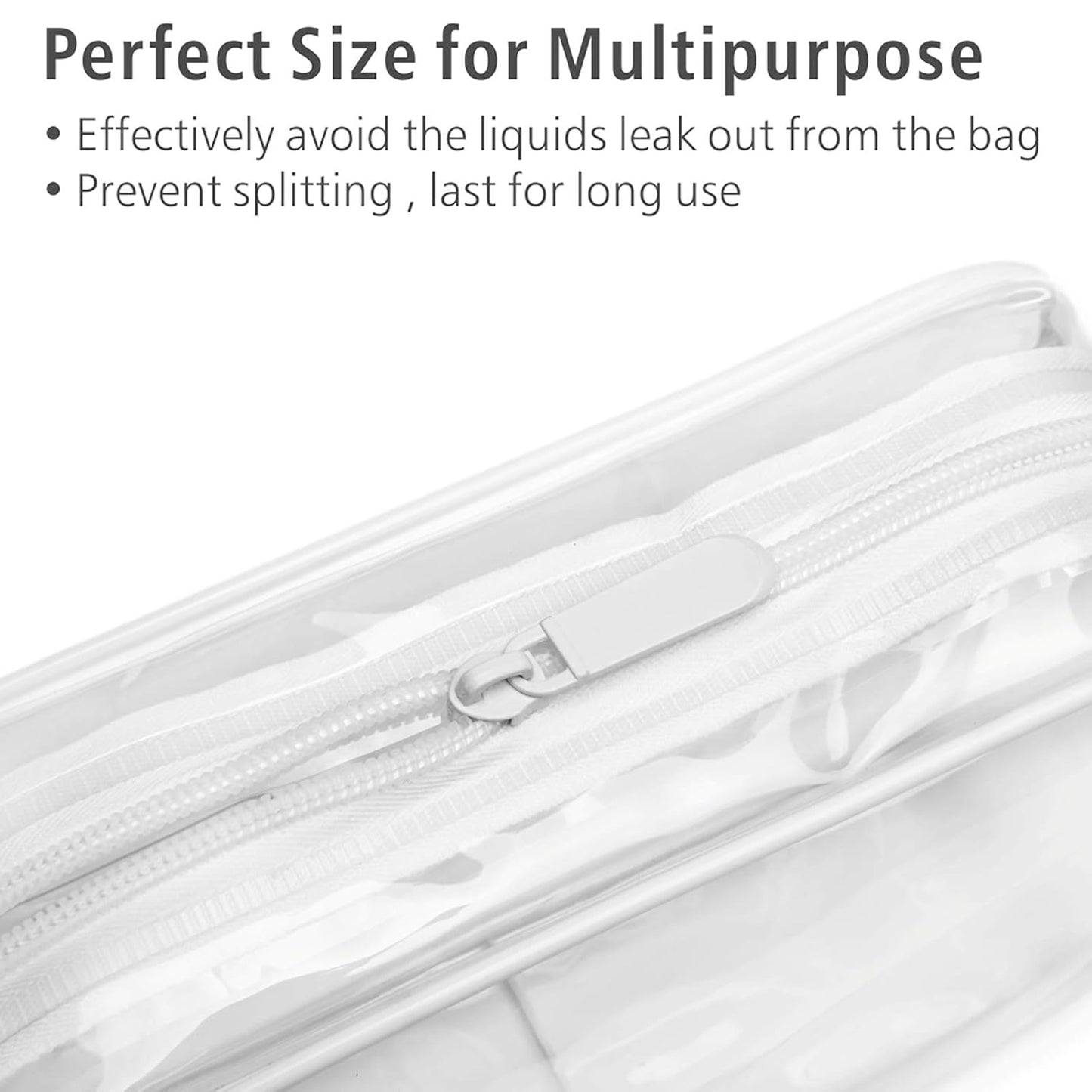 TSA Approved Toiletry Bag, 3 Pack Clear Makeup Bag, Travel Makeup Cosmetic Pouch for Women, Carry on Airport Airline Compliant Bag, White (For Age 12 or Above)