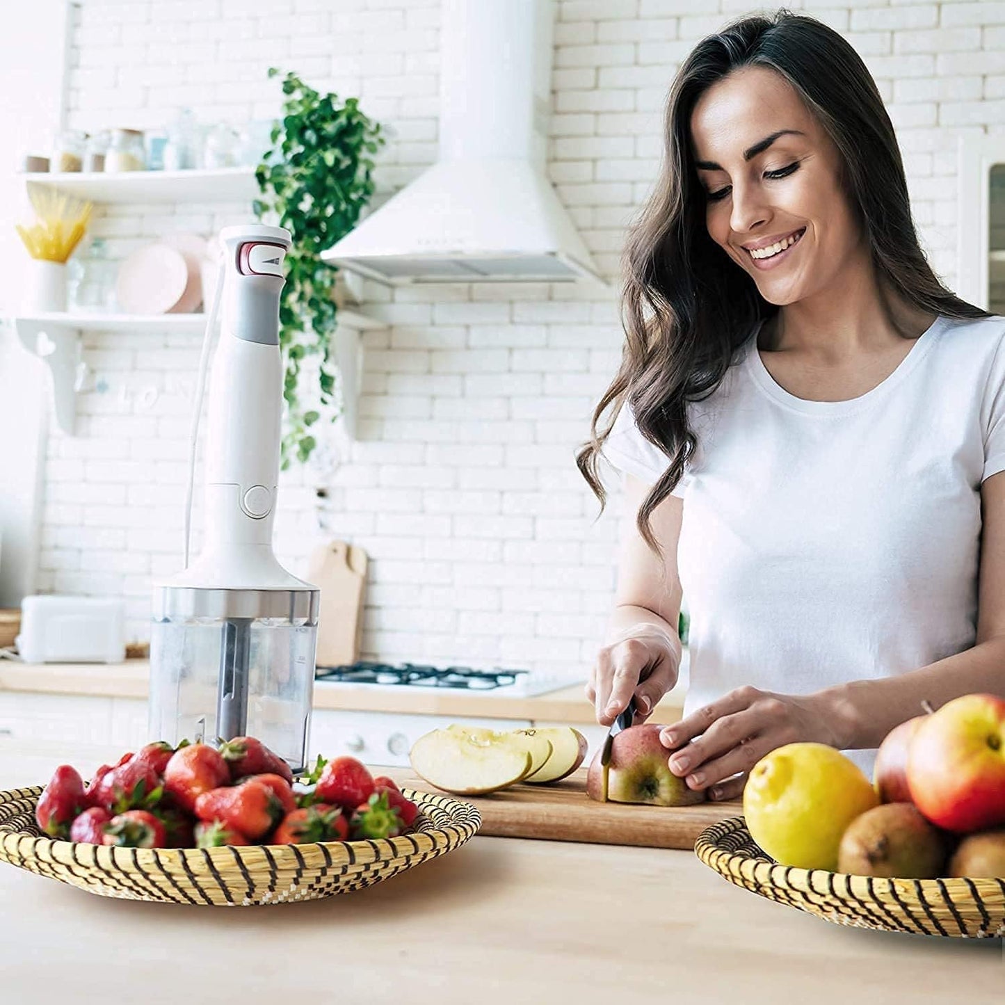 Handmade Woven Basket Wall Decor - Rattan Hanging round Baskets Boho Flat (Set 2 B and F)
