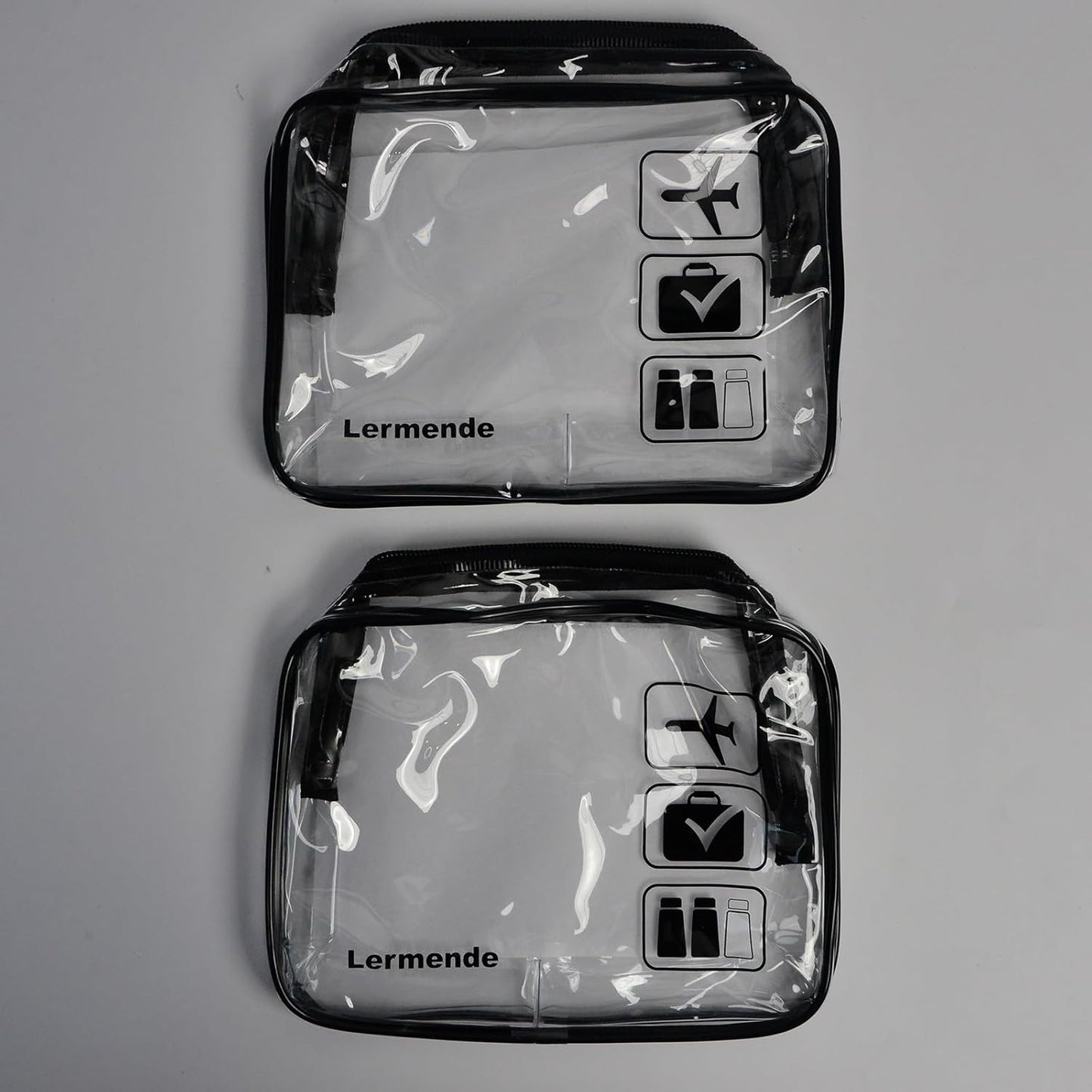 2Pcs Clear Toiletry Bag TSA Approved Travel Bag,Carry on for Travel,Airport Airline Accessories Compliant Bag,Quart Sized Makeup Cosmetic Bag Women Men (Black, 2 Pack)
