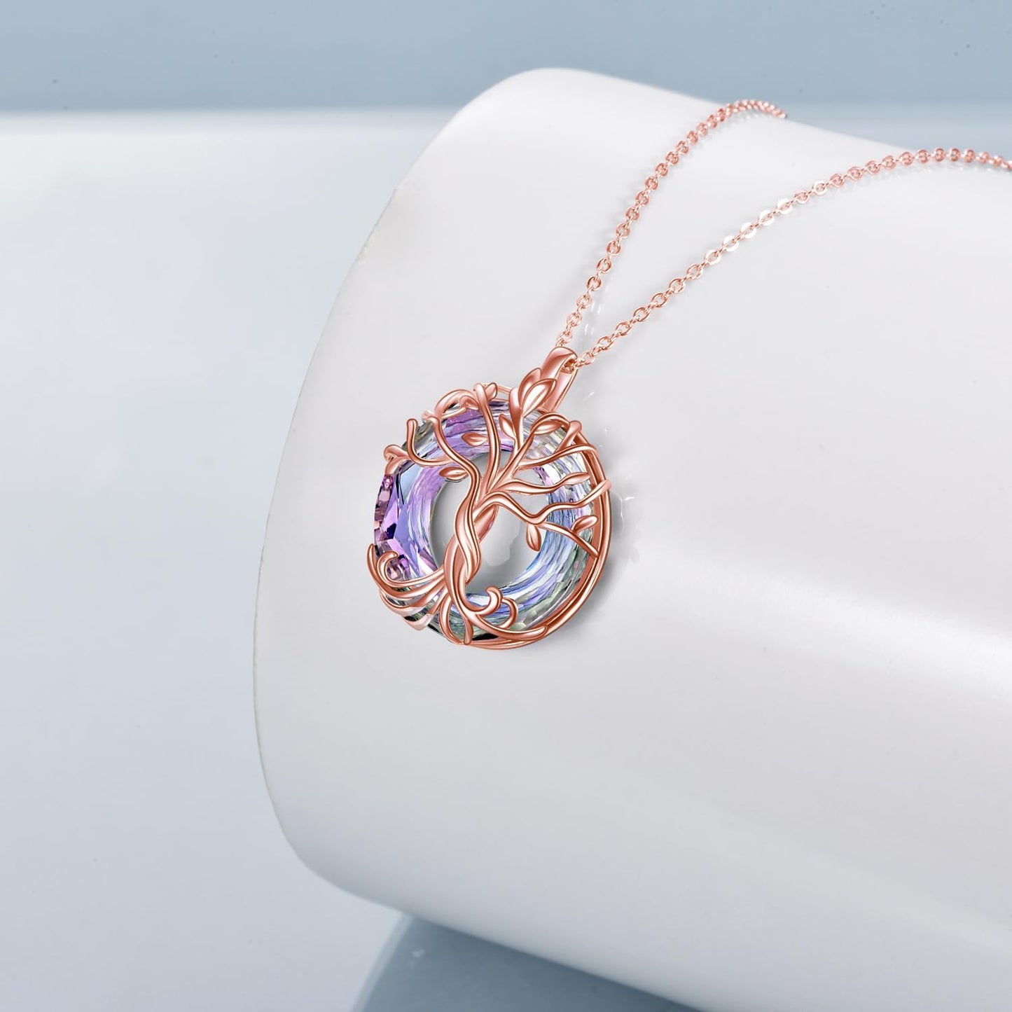 Tree of Life Necklace for Women 925 Sterling Silver Family Tree Austrian Crystal Jewelry Birthday Christmas Gifts for Mom Wife Her