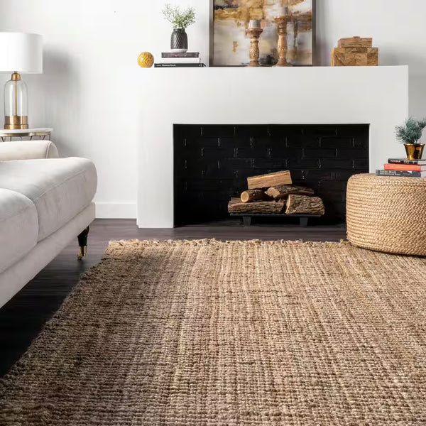 Chunky Jute Rug 4x6 ft - Natural Tan Area Rug