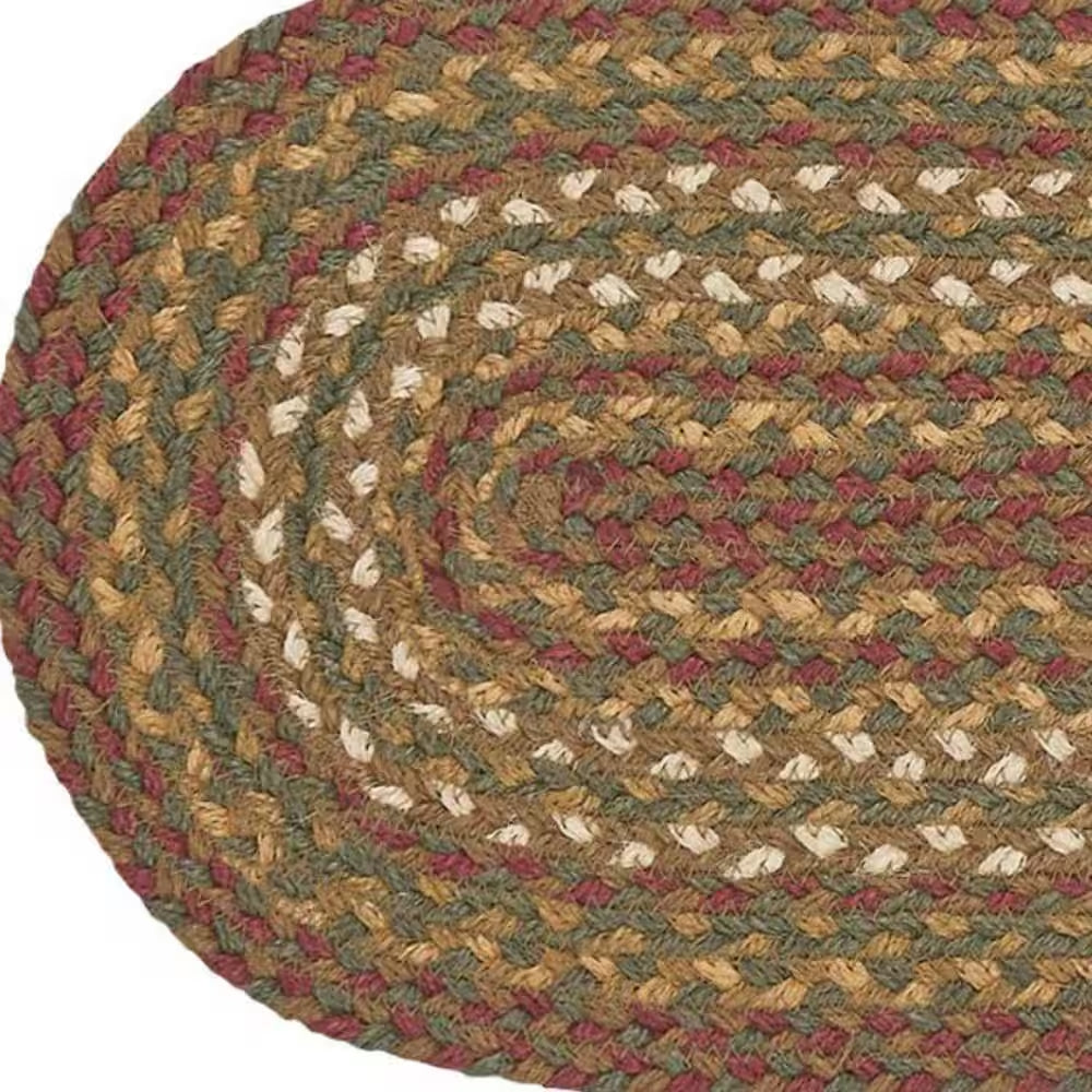 Tea Cabin 8 In. W X 24 In. L Moss Green Crimson Creme Geometric Jute Table Runner
