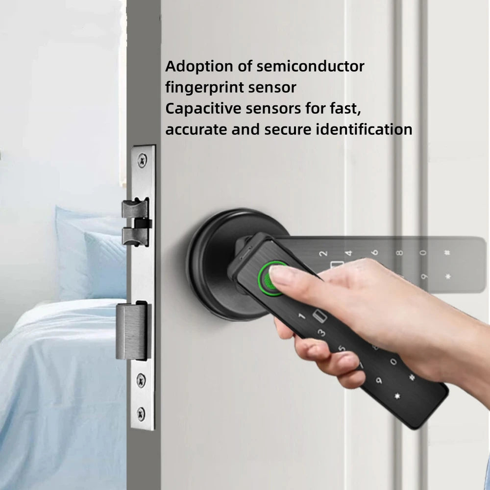 Tuya APP Remote Control Wifi Electronic Smart Door Lock with Biometric Camera Fingerprint Smart Card Password Key Unlock