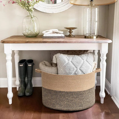 Wicker Storage Basket,Woven Blanket Storage for Living Room, round Woven Basket for Clothes, Jute Basket, Big Laundry Basket for Pillow