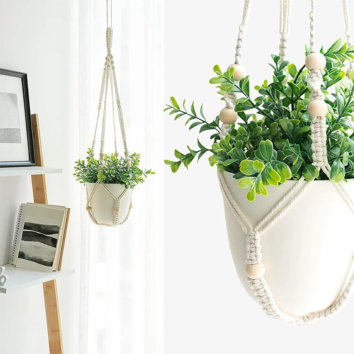 Hanging Plant Handmade Macrame Plant Hanger Flower Pot Planter Hanger Wall Decor Courtyard Garden Hanging Planter Hanging Basket