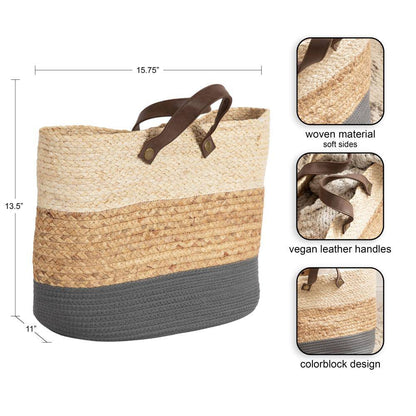 Hermosa Natural Brown/Gray 16 In. X 13 In. Seagrass Decorative Basket