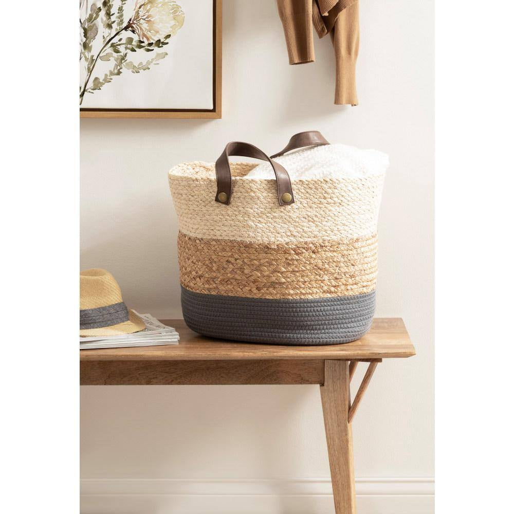 Hermosa Natural Brown/Gray 16 In. X 13 In. Seagrass Decorative Basket