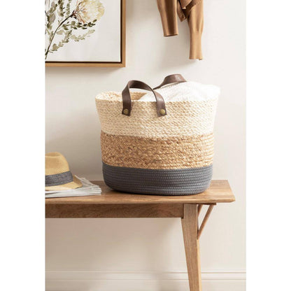 Hermosa Natural Brown/Gray 16 In. X 13 In. Seagrass Decorative Basket