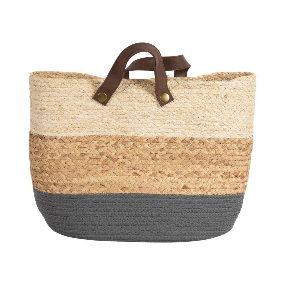 Hermosa Natural Brown/Gray 16 In. X 13 In. Seagrass Decorative Basket