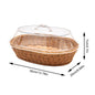 Woven Rattan Basket Bread Basket with Acrylic Lid Tabletop Woven Fruit Basket with Cover Imitation Rattan Bread Basket Decor