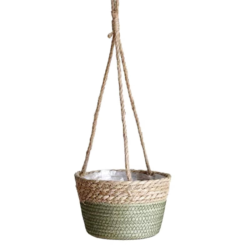 Garden Hanging Planter Macrame Plant Storage Basket Jute Rope Woven Indoor Outdoor Flower Pot Holder Plant Hangers Home Decor