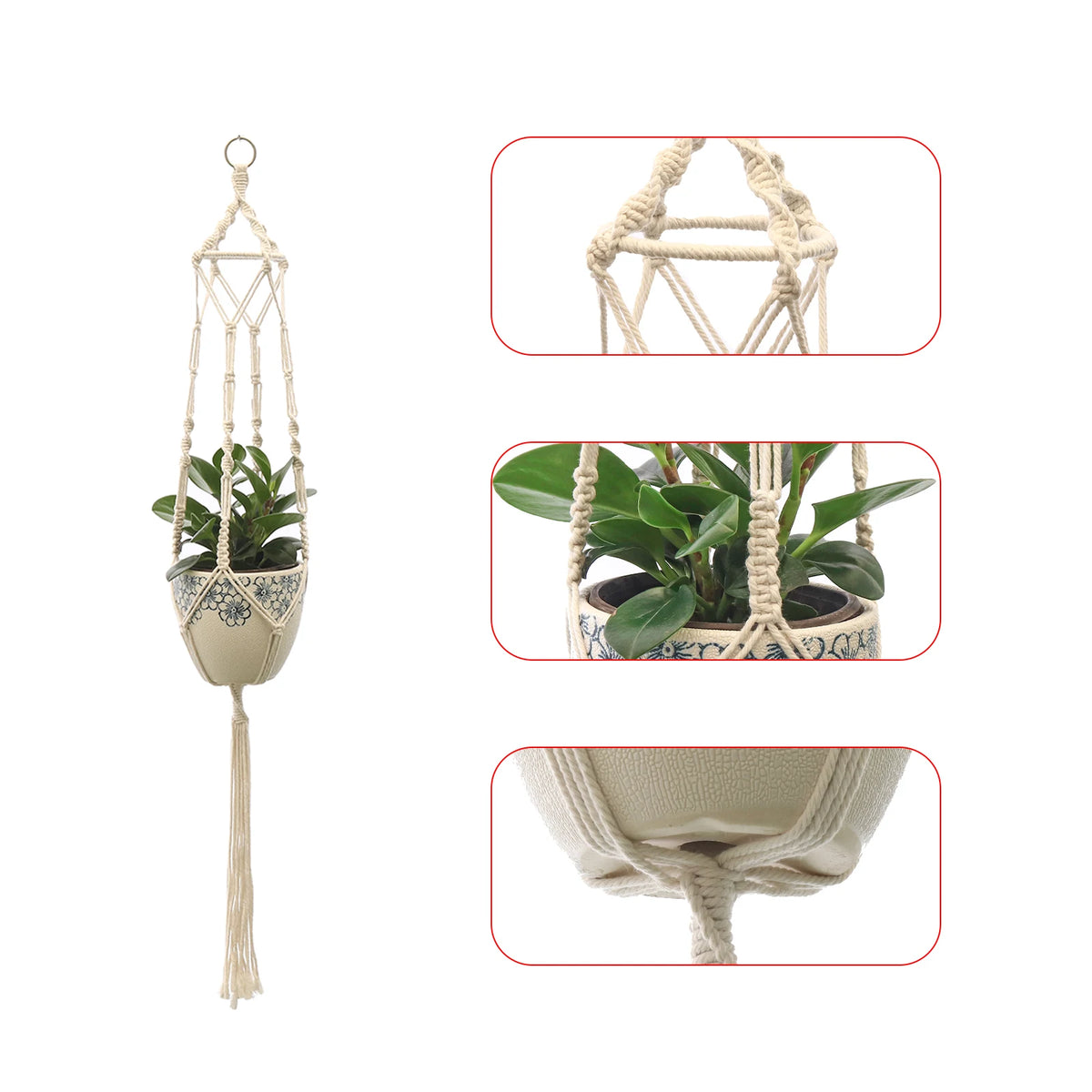 Hanging Plant Handmade Macrame Plant Hanger Flower Pot Planter Hanger Wall Decor Courtyard Garden Hanging Planter Hanging Basket