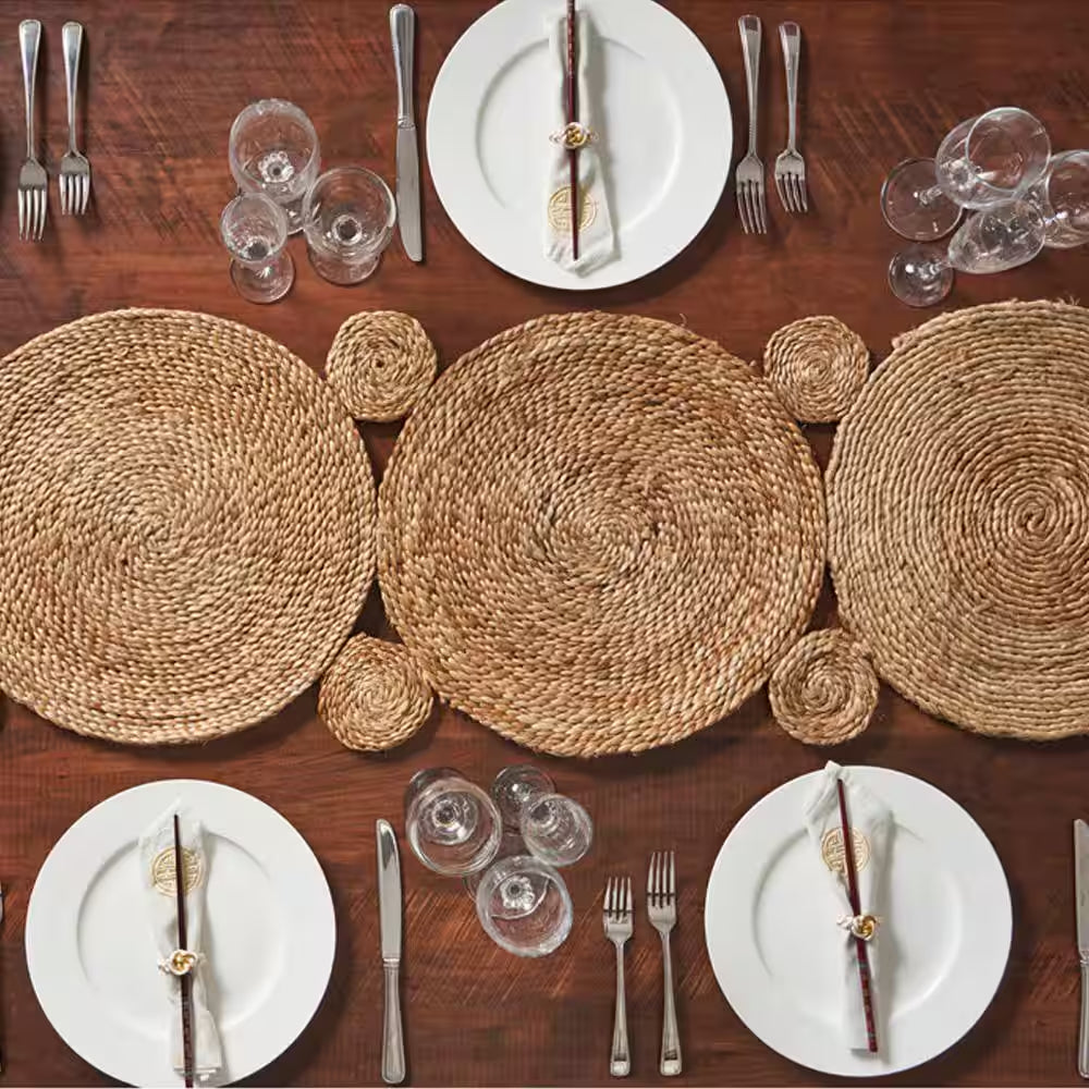 Natural Tan/Beige 1 Ft. 4 In. X 6 Ft. 8 In. Organic Jute Table Runner