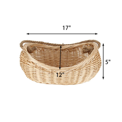 JJSQ Wicker Woven Basket with Jute Rope Handle Garden Harvest Basket Wicker S...