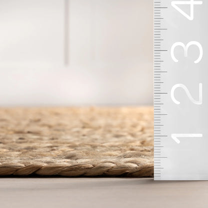 Rigo Hand Woven Farmhouse Jute Area Rug, Oval 6' X 9', Natural