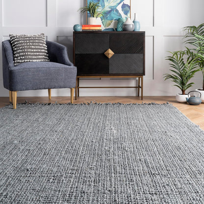 Daniela Grey, 6' X 9', Handmade, Jute, Tassel, Soft and Textured, High Traffic, Stain Resistant, Easy Clean, Durable Area Rug for Bedroom, Living Room, Dining Space, Foyer, Entryway