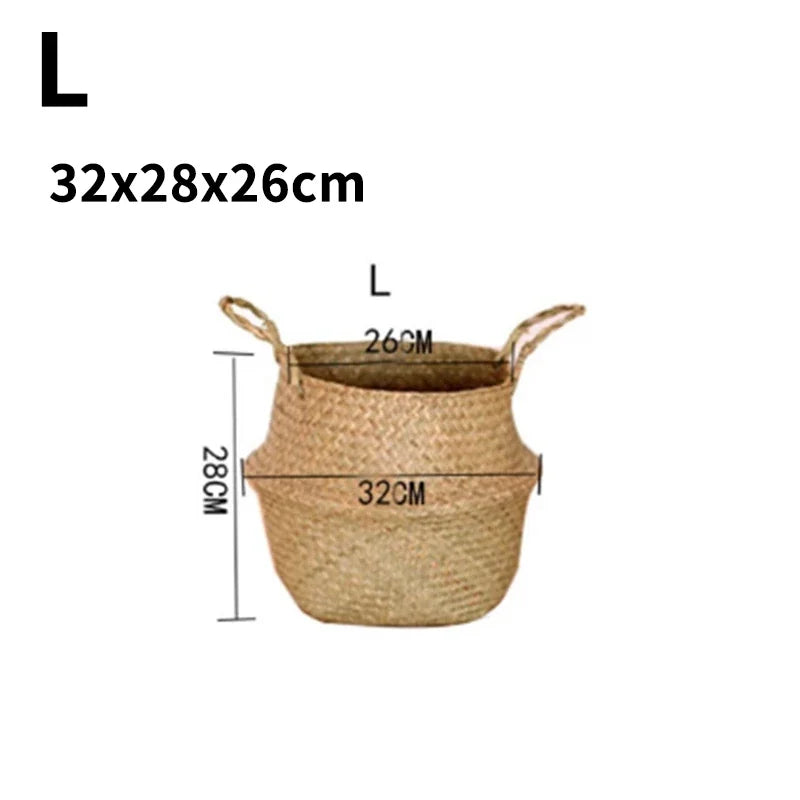 Seaweed Wicker Basket Rattan Hanging Flower Pot Dirty Clothes Basket Storage Basket Cesta Mimbre Basket Picnic Basket