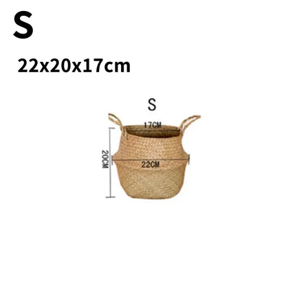 Seaweed Wicker Basket Rattan Hanging Flower Pot Dirty Clothes Basket Storage Basket Cesta Mimbre Basket Picnic Basket