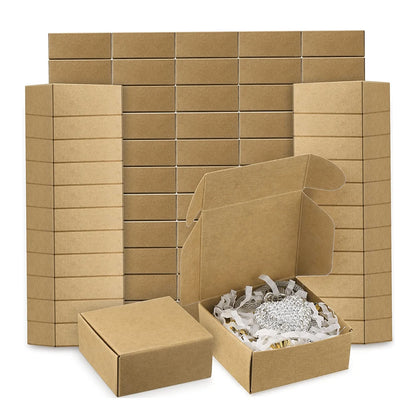 10Pcs Small Kraft Paper Gift Boxes 2.16'' X 2.16'' X 0.98'' for Ornaments Earring Jewelry Wrapping Packaging Cardboard Boxes