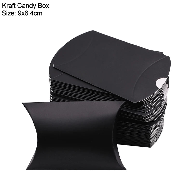 10/20/30Pcs Pillow Candy Box Kraft Paper Christmas Gift Packaging Boxes Candy Bags Wedding Favors Birthday Party Decorations