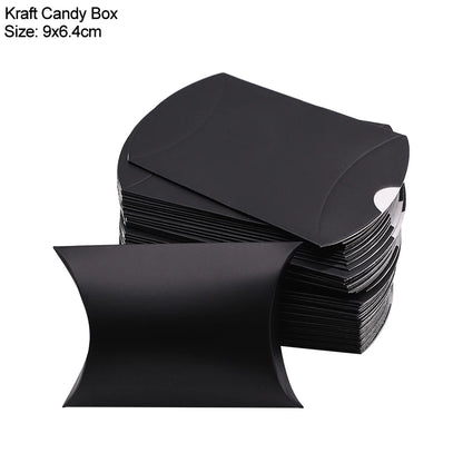 10/20/30Pcs Pillow Candy Box Kraft Paper Christmas Gift Packaging Boxes Candy Bags Wedding Favors Birthday Party Decorations
