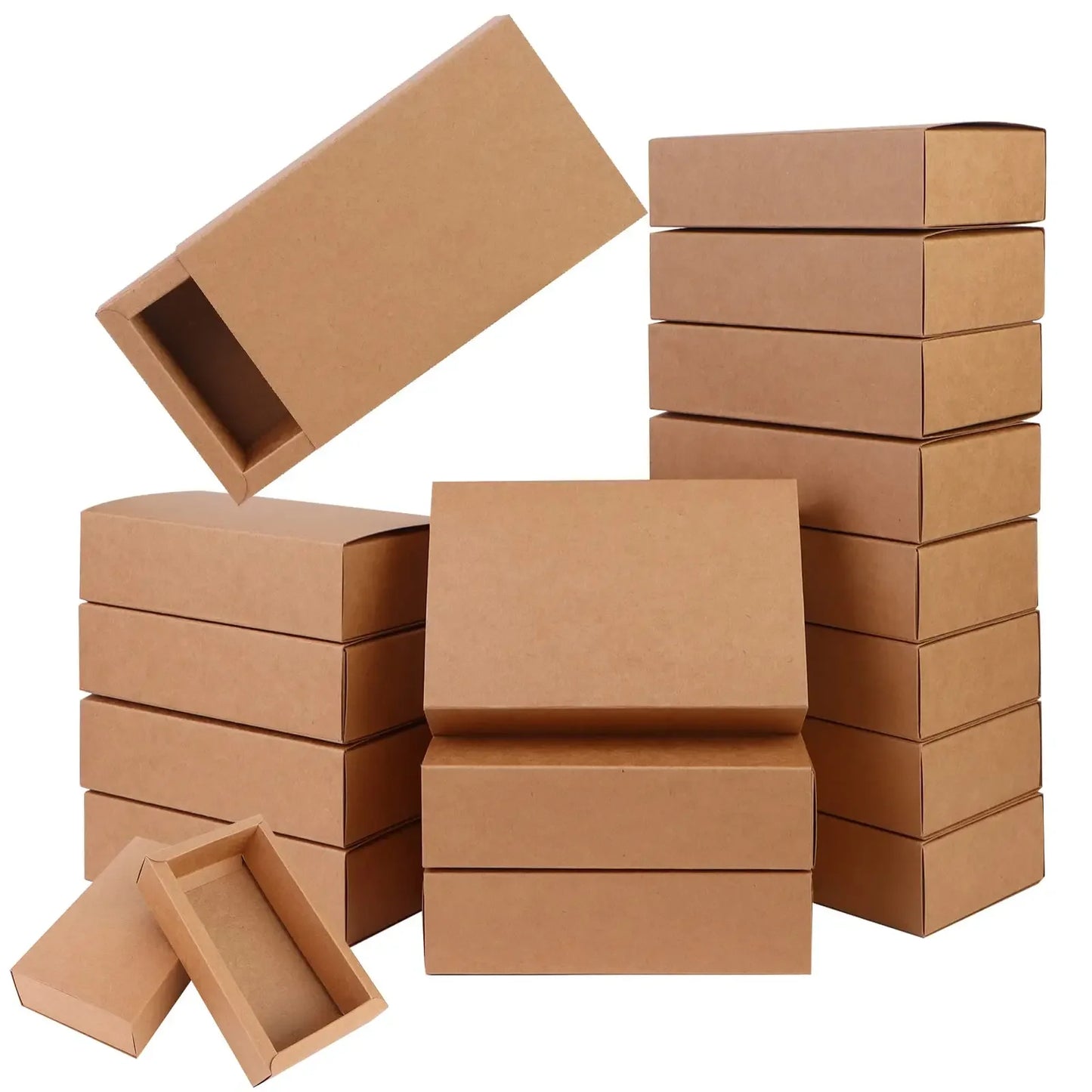20Pcs Kraft Paper Gift Box Wedding Party Cookie Candy Boxes with Clear PVC Window Soap Jewelry Display Drawer Packaging Boxes
