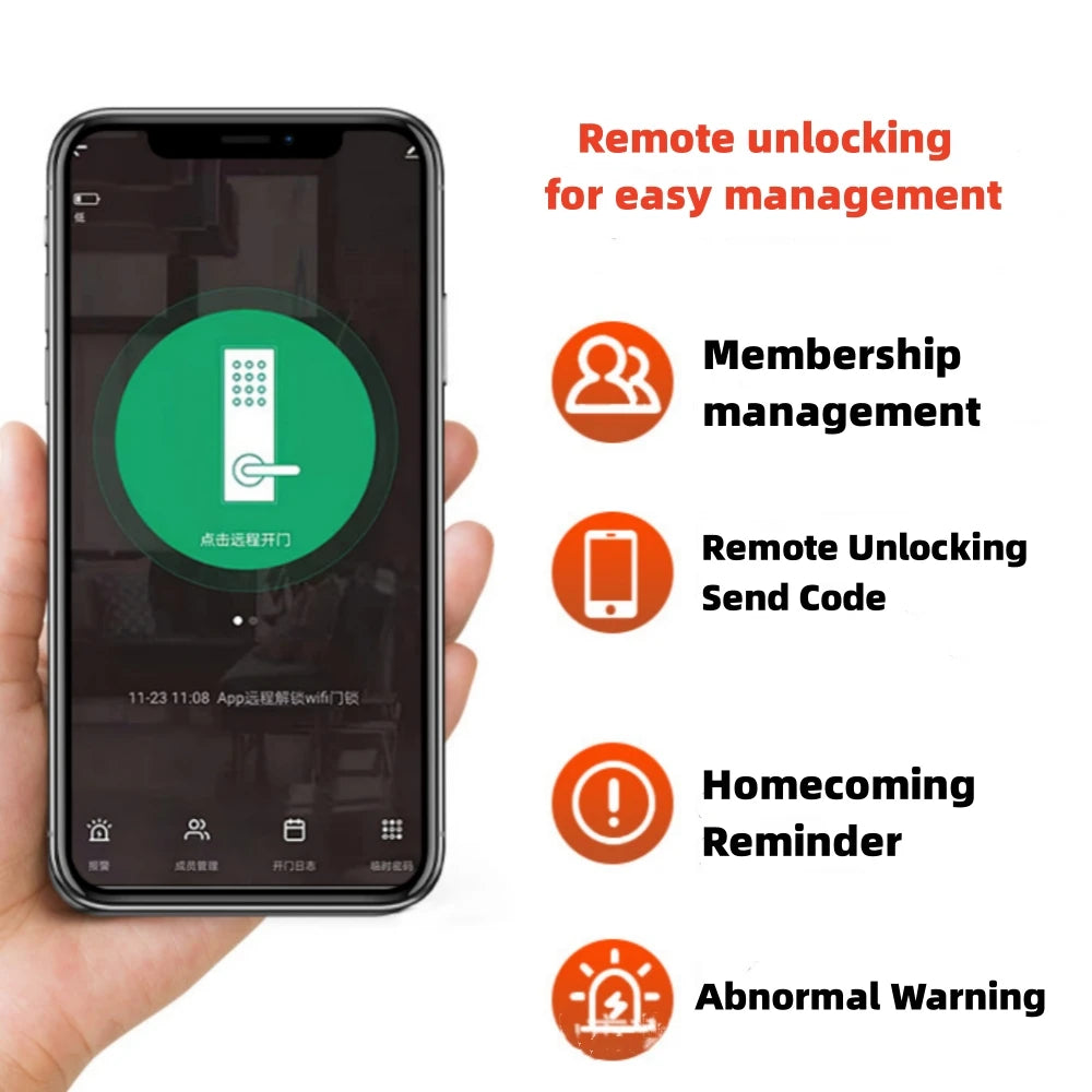 Tuya APP Remote Control Wifi Electronic Smart Door Lock with Biometric Camera Fingerprint Smart Card Password Key Unlock