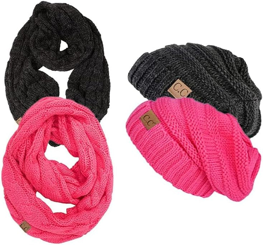 Premium Slouchy Beanie & Infinity Scarf Set - Mothers Day Gift - Warm Winter Bundle