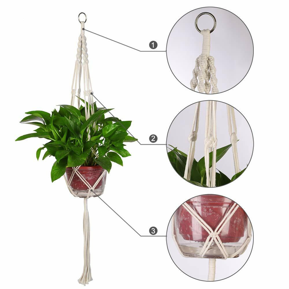 2 Pack Plant Hanger Flower Pot Plant Holder Large 4 Legs Macrame Jute 41 Inch US