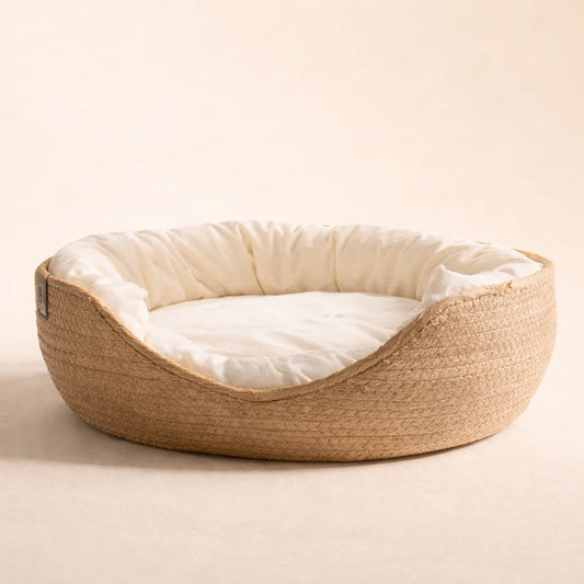 Handwoven paper rope pet bed sofa for cats and small dogs
