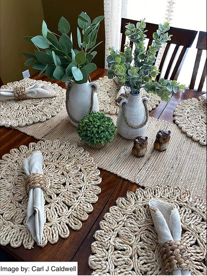 Table Runner 13'' X 72'' Eco-Friendly Hand-Made Vintage Jute Mats for Parties, Dining Table, Wedding, Boho Table Runner, Perfect for Decor - Natural Jute