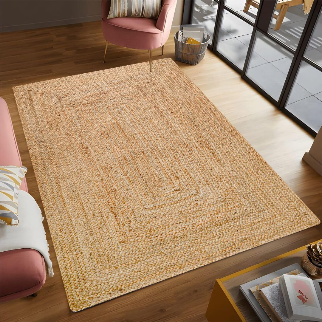 Braided Jute Area Rug, Natural, 4X6 Ft