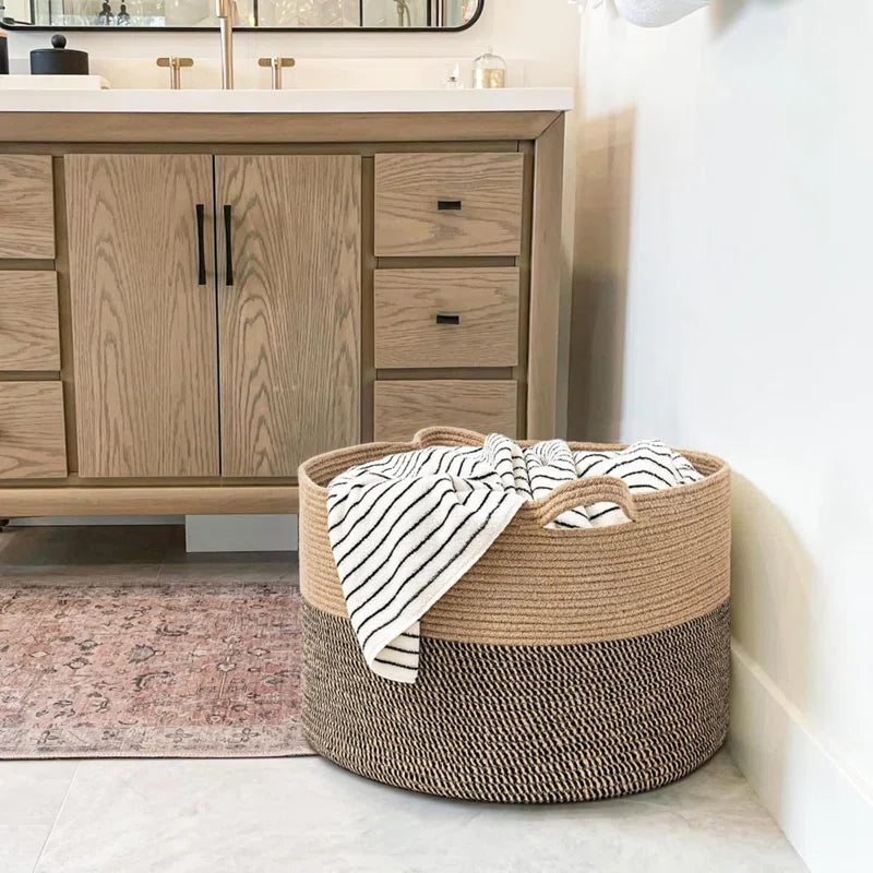 Wicker Storage Basket,Woven Blanket Storage for Living Room, round Woven Basket for Clothes, Jute Basket, Big Laundry Basket for Pillow