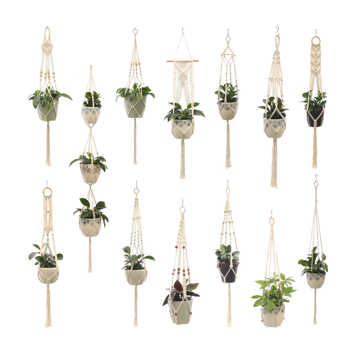 Hanging Plant Handmade Macrame Plant Hanger Flower Pot Planter Hanger Wall Decor Courtyard Garden Hanging Planter Hanging Basket