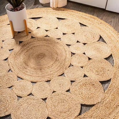 Cassia round Natural 5 Ft. Jute Boho Circle Natural round Area Rug