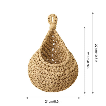 Handwoven Hanging Wall Vegetable Fruit Basket Organizer Container Decor for Kitchen Garden Mount Wall Plant Flower Onion Storage