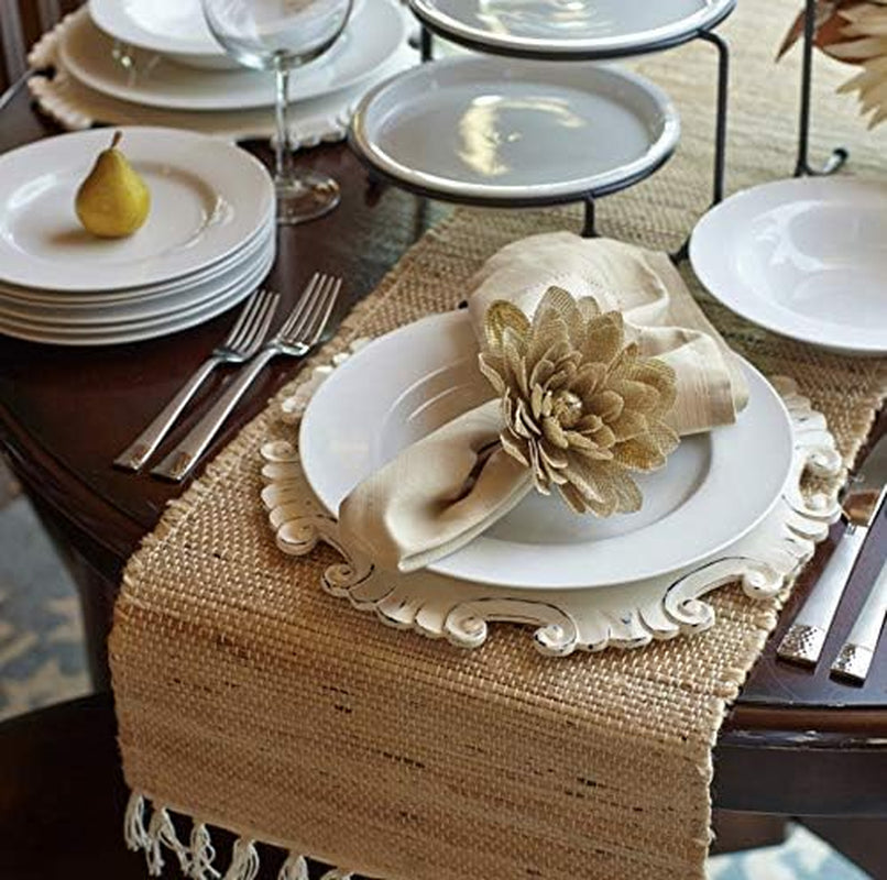 Table Runner 13'' X 72'' Eco-Friendly Hand-Made Vintage Jute Mats for Parties, Dining Table, Wedding, Boho Table Runner, Perfect for Decor - Natural Jute