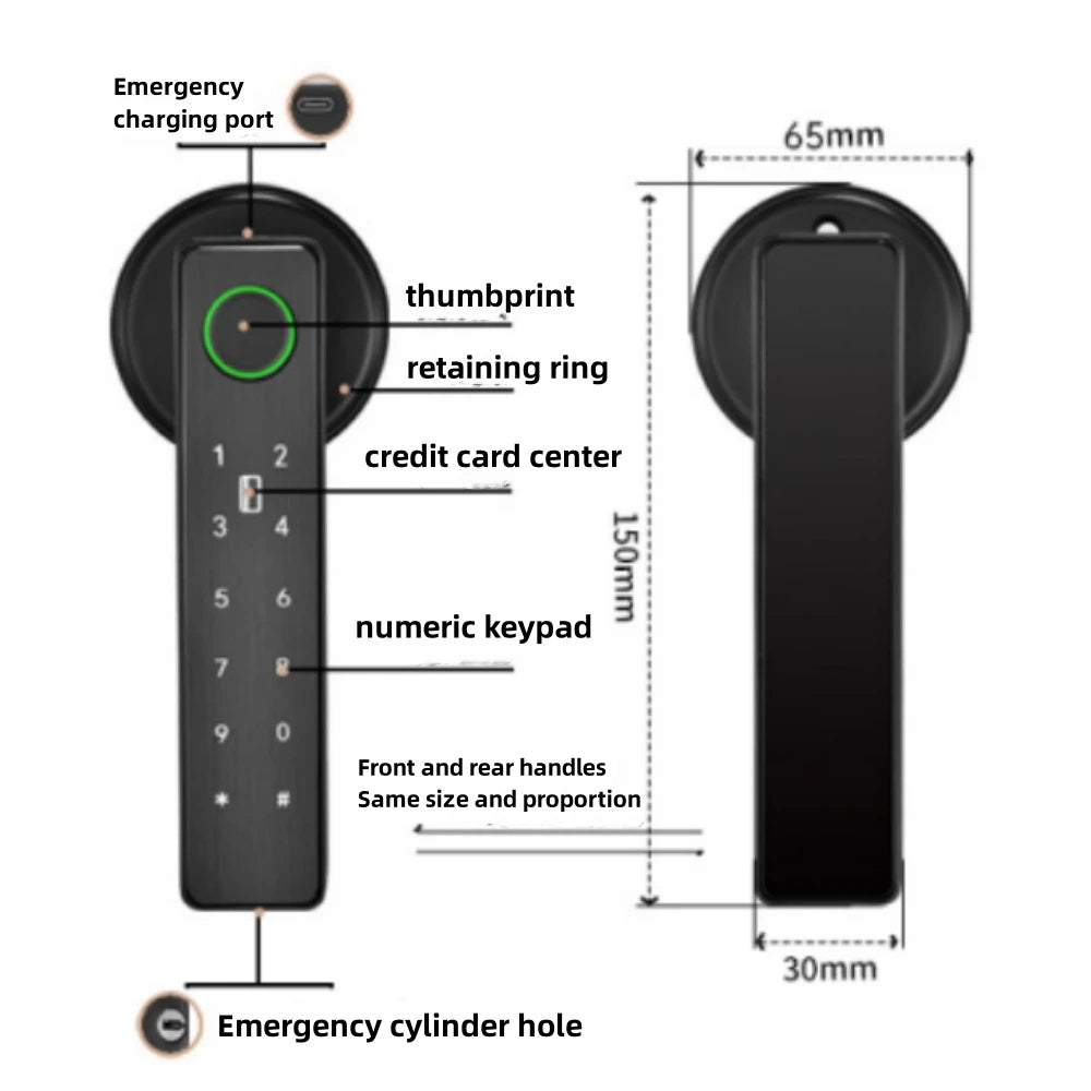Tuya APP Remote Control Wifi Electronic Smart Door Lock with Biometric Camera Fingerprint Smart Card Password Key Unlock