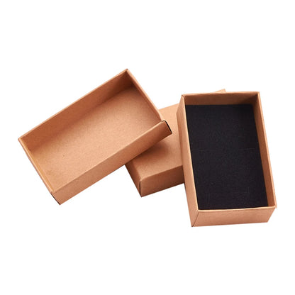 24 Pcs Rectangle Jewelry Box, 3.1X2X1" Tan Cardboard Jewelry Boxes Kraft Paper Gift Packaging Boxes Christmas Gift Paper