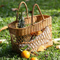 Woven Picnic Basket Large Capacity Fashionable Handmade Shopping Basket Portable Rattan Basket for Camping Picnic BBQ Fishing