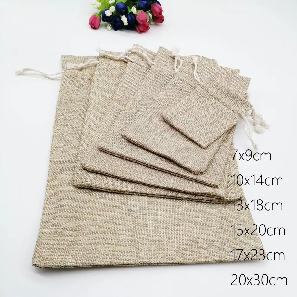 6Pcs/Lot Jute Bags Gift Drawstring Pouch Gift Box Packaging Bags for Gift Linen Bags Jewelry Display Wedding Sack Burlap Bag Diy