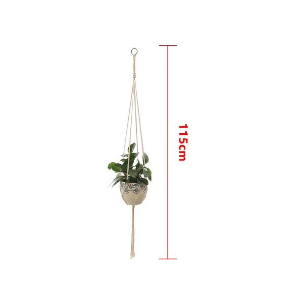 Handmade jute macrame plant hanger with decorative knots