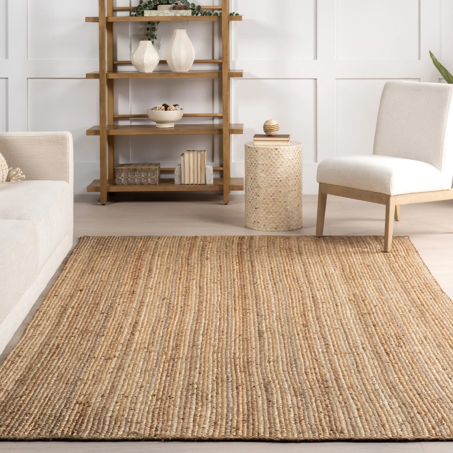 Rigo Hand Woven Farmhouse Jute Area Rug, Oval 6' X 9', Natural