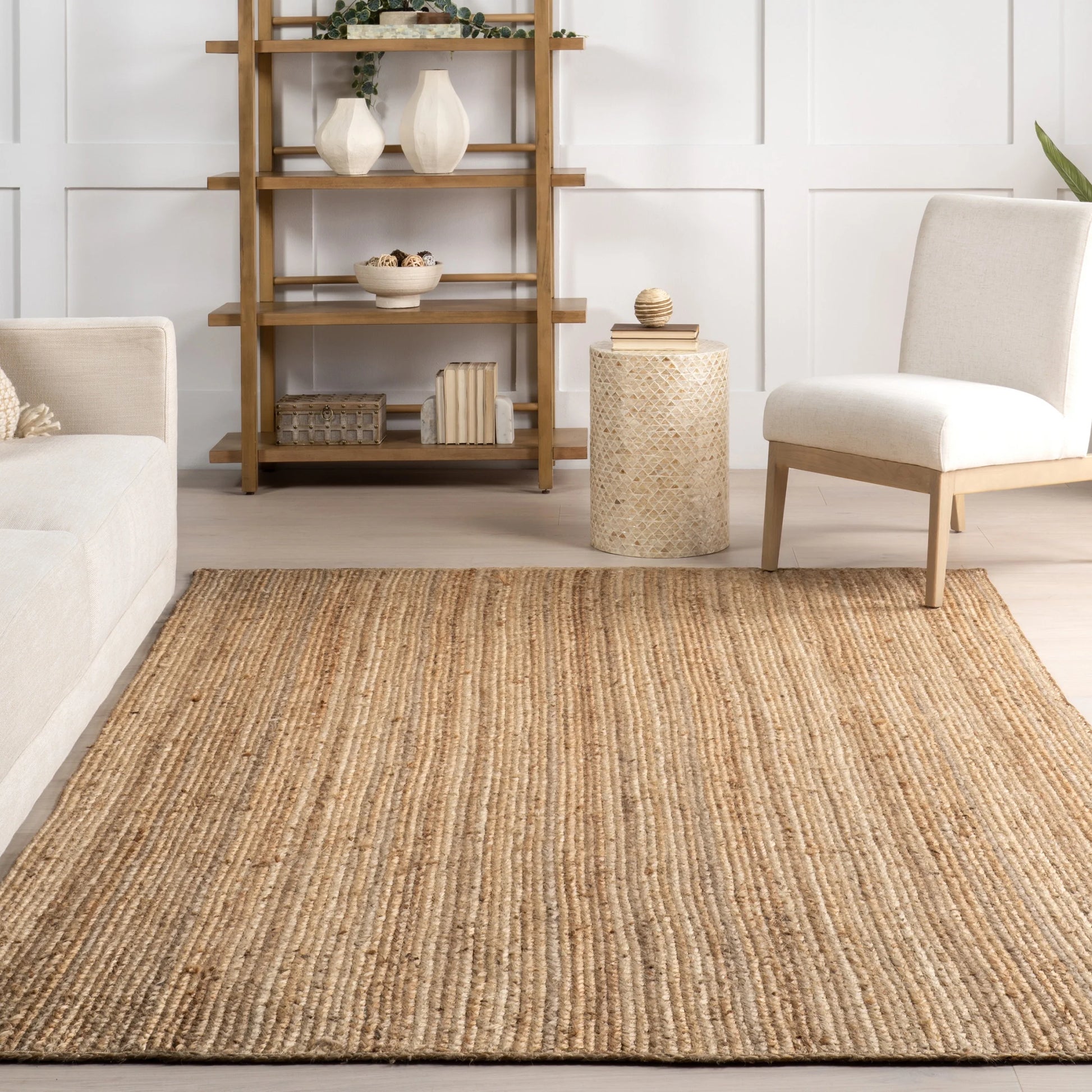 Rigo Hand Woven Farmhouse Jute Area Rug, Oval 6' X 9', Natural