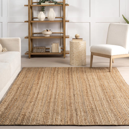 Rigo Hand Woven Farmhouse Jute Area Rug, Oval 6' X 9', Natural