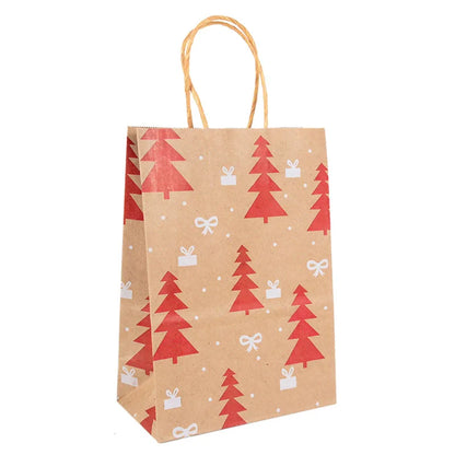 5Pcs Kraft Paper Gift Bags Merry Christmas Candy Cookie Packaging Bag Boxes Natal Kids Favors 2025 New Year Party Decoration