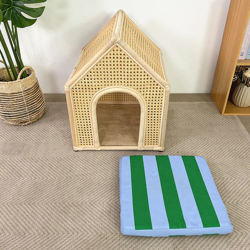 YXT Dog House/Dog Bed/Cat House Pet Furniture Eco-Friendly Luxury Hand-Woven Rattan Rattan Pet House Cage Woven Rattan Pet Bed