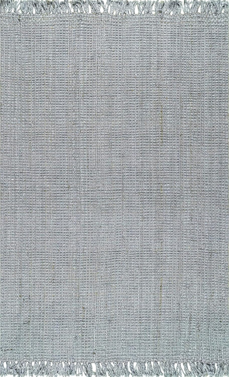 Daniela Grey, 6' X 9', Handmade, Jute, Tassel, Soft and Textured, High Traffic, Stain Resistant, Easy Clean, Durable Area Rug for Bedroom, Living Room, Dining Space, Foyer, Entryway