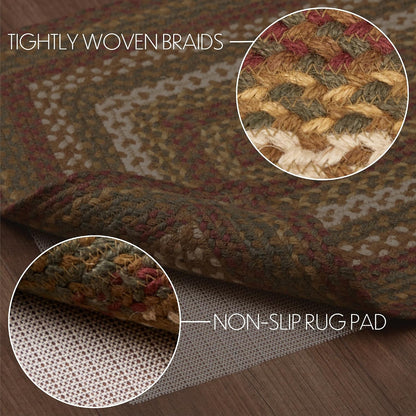 Tea Cabin Rustic Jute Green Striped Accent Rug Rectangle W/Floor Pad 20"X30"
